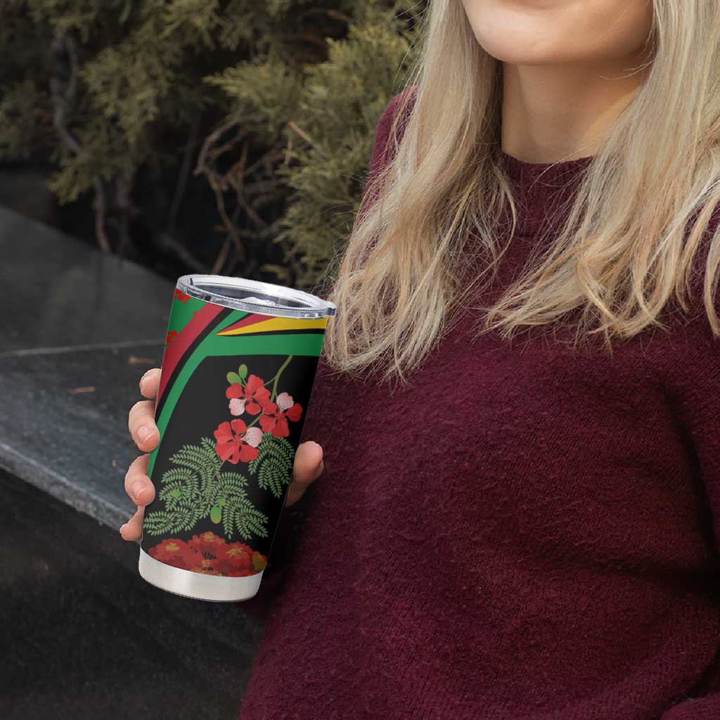 Saint Kitts and Nevis Tumbler Cup with Flag Colors and Tropical Island Design - Wonder Print Shop