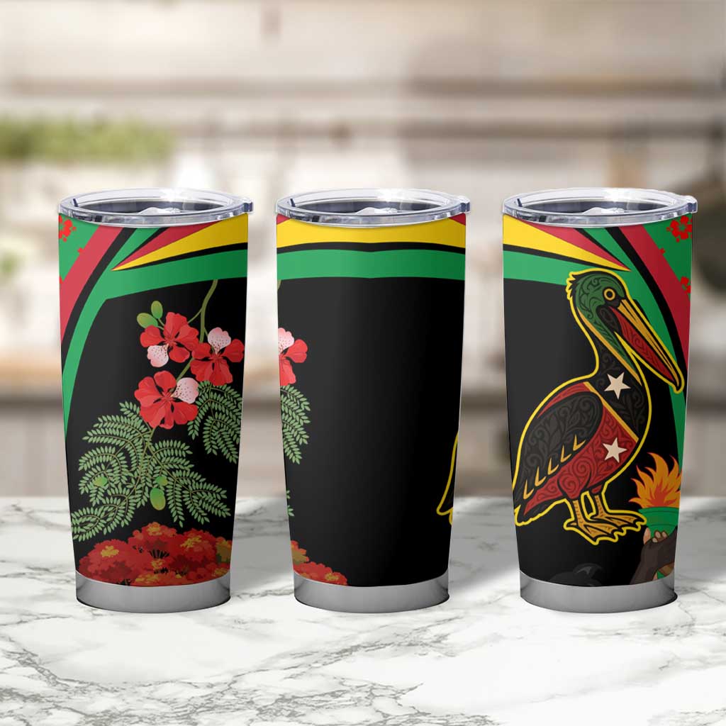 Saint Kitts and Nevis Tumbler Cup with Flag Colors and Tropical Island Design - Wonder Print Shop