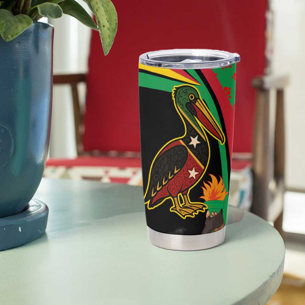 Saint Kitts and Nevis Tumbler Cup with Flag Colors and Tropical Island Design - Wonder Print Shop