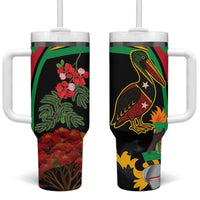 Saint Kitts and Nevis Tumbler With Handle with Flag Colors and Tropical Island Design - Wonder Print Shop