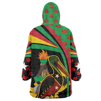 Saint Kitts and Nevis Wearable Blanket Hoodie with Flag Colors and Tropical Island Design - Wonder Print Shop