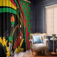 Saint Kitts and Nevis Window Curtain with Flag Colors and Tropical Island Design - Wonder Print Shop