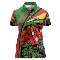 Saint Kitts and Nevis Women Polo Shirt with Flag Colors and Tropical Island Design - Wonder Print Shop