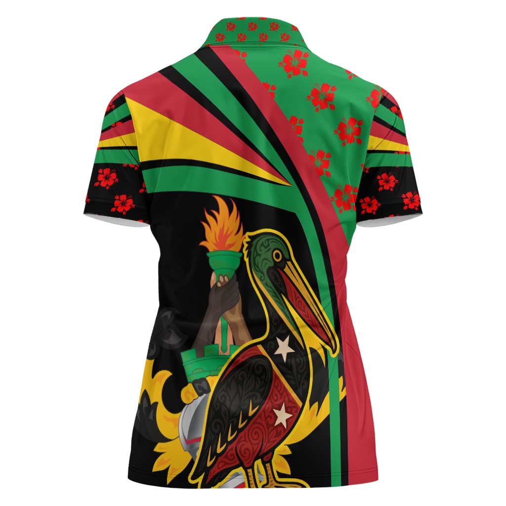 Saint Kitts and Nevis Women Polo Shirt with Flag Colors and Tropical Island Design - Wonder Print Shop