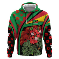 Saint Kitts and Nevis Zip Hoodie with Flag Colors and Tropical Island Design - Wonder Print Shop