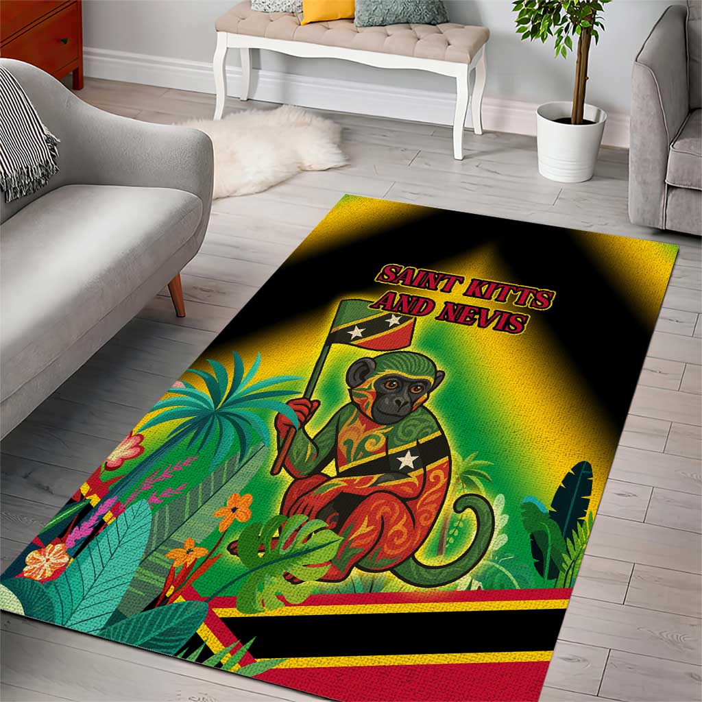 Saint Kitts and Nevis Area Rug with Coat of Arms and Flag Pattern Design - Wonder Print Shop