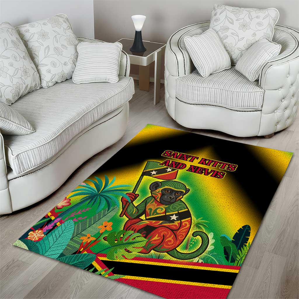 Saint Kitts and Nevis Area Rug with Coat of Arms and Flag Pattern Design - Wonder Print Shop