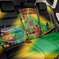 Saint Kitts and Nevis Back Car Seat Cover with Coat of Arms and Flag Pattern Design - Wonder Print Shop
