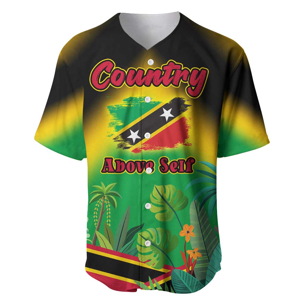 Saint Kitts and Nevis Baseball Jersey with Coat of Arms and Flag Pattern Design - Wonder Print Shop