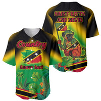 Saint Kitts and Nevis Baseball Jersey with Coat of Arms and Flag Pattern Design - Wonder Print Shop