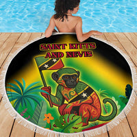 Saint Kitts and Nevis Beach Blanket with Coat of Arms and Flag Pattern Design - Wonder Print Shop