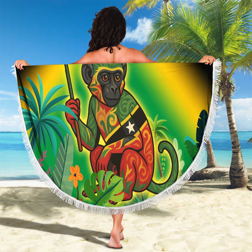 Saint Kitts and Nevis Beach Blanket with Coat of Arms and Flag Pattern Design - Wonder Print Shop