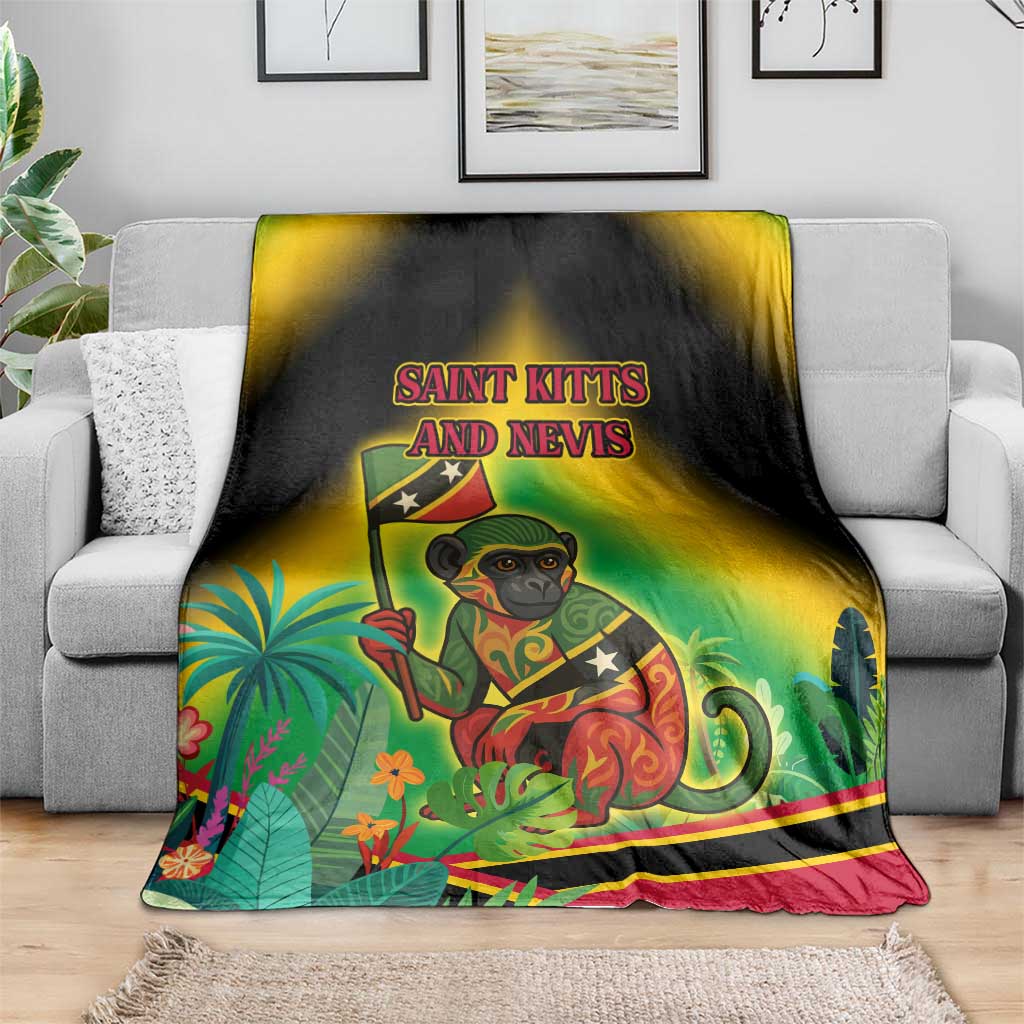 Saint Kitts and Nevis Blanket with Coat of Arms and Flag Pattern Design - Wonder Print Shop