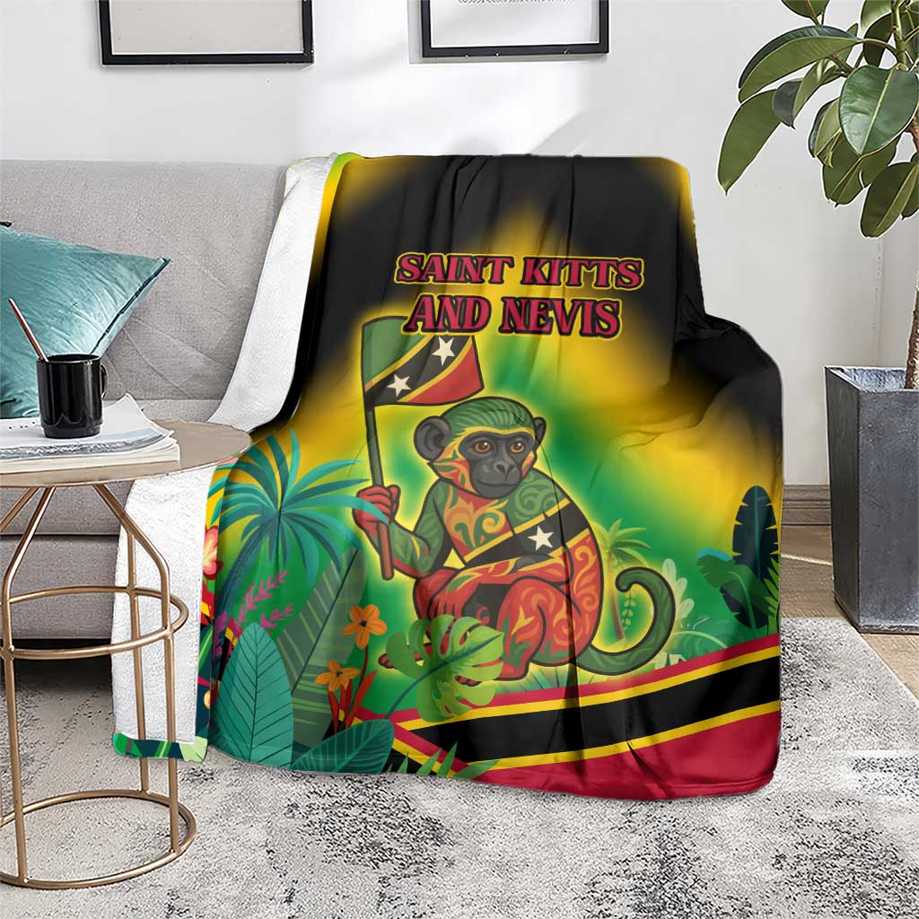 Saint Kitts and Nevis Blanket with Coat of Arms and Flag Pattern Design - Wonder Print Shop