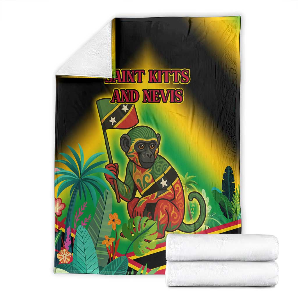 Saint Kitts and Nevis Blanket with Coat of Arms and Flag Pattern Design - Wonder Print Shop