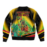 Saint Kitts and Nevis Bomber Jacket with Coat of Arms and Flag Pattern Design - Wonder Print Shop
