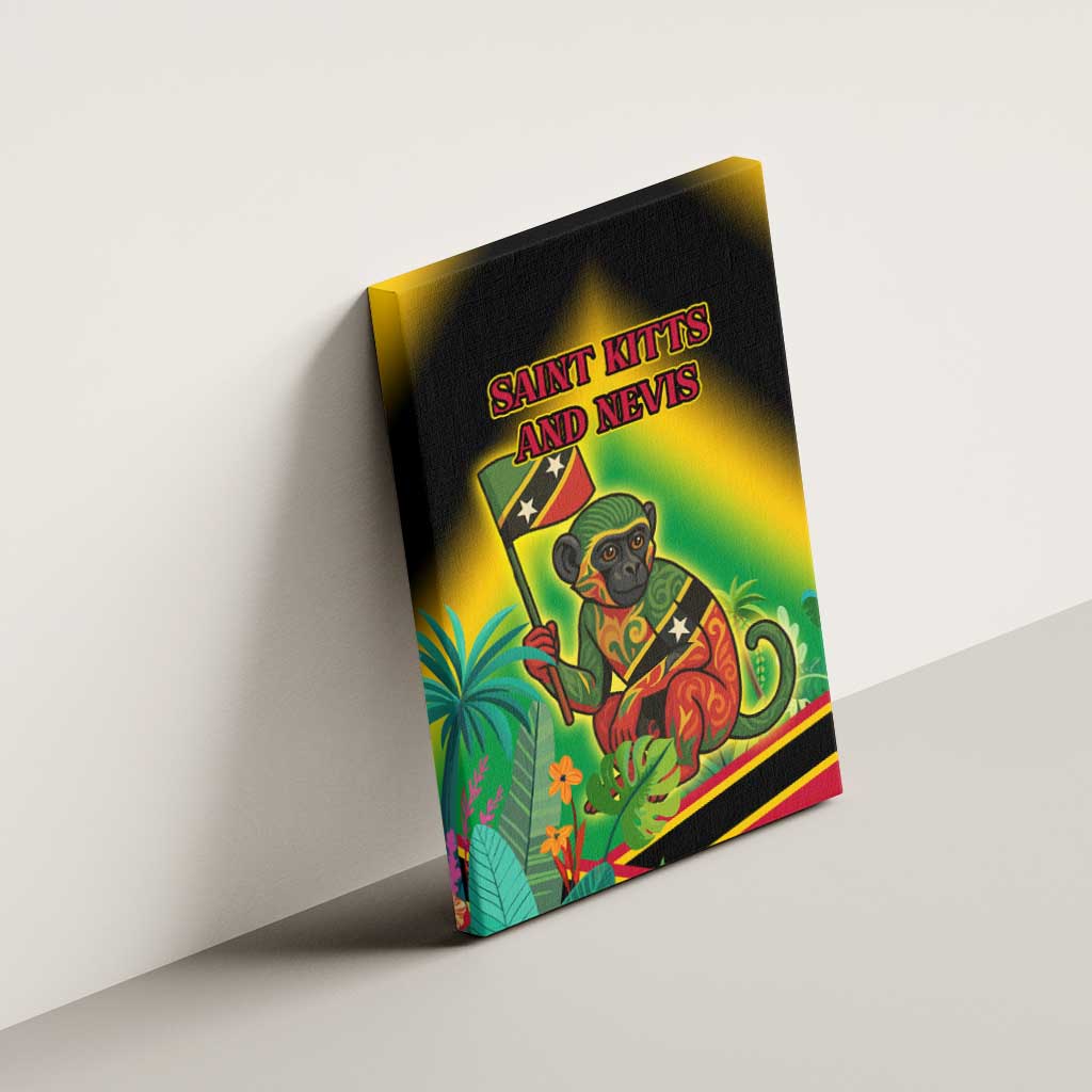 Saint Kitts and Nevis Canvas Wall Art with Coat of Arms and Flag Pattern Design - Wonder Print Shop