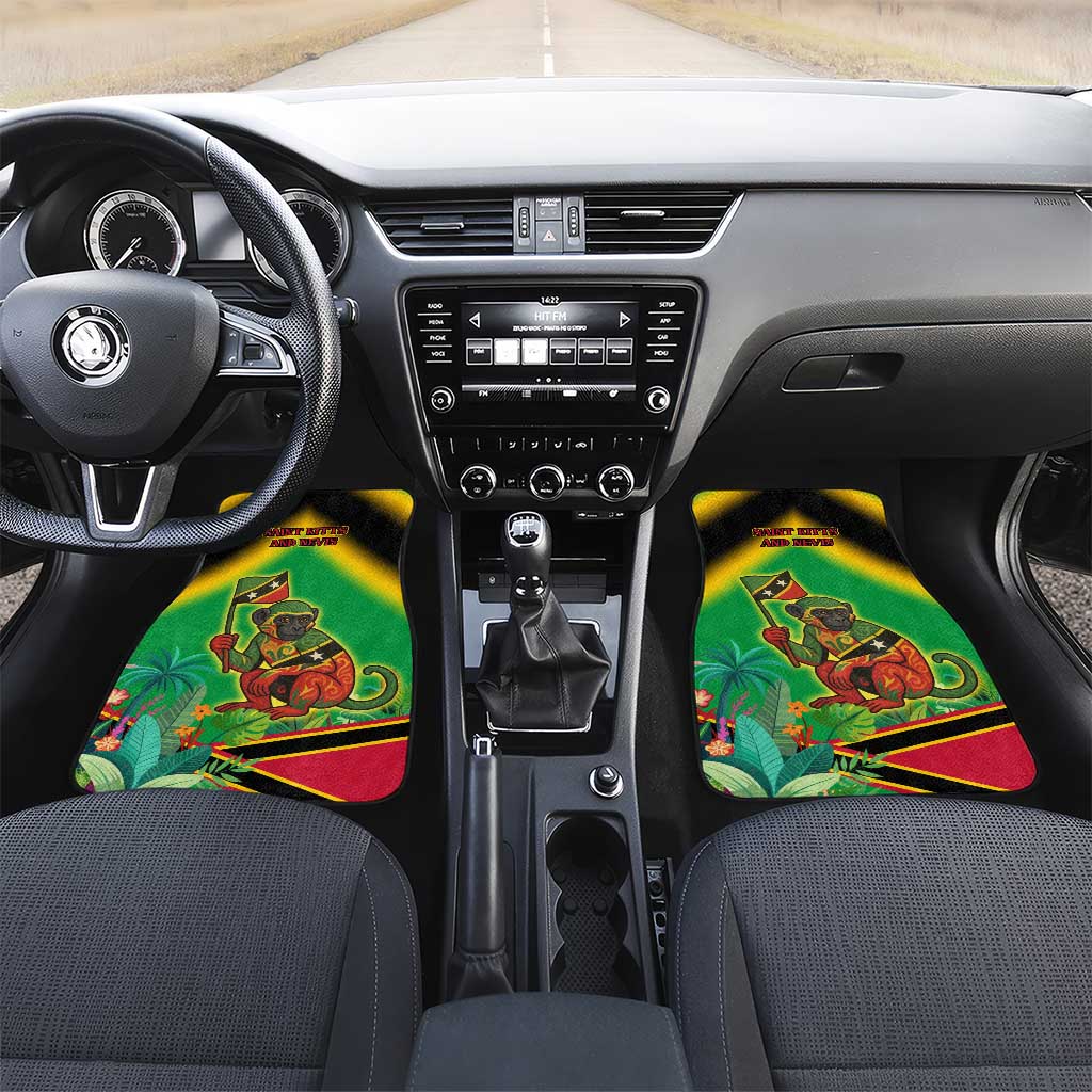 Saint Kitts and Nevis Car Mats with Coat of Arms and Flag Pattern Design - Wonder Print Shop