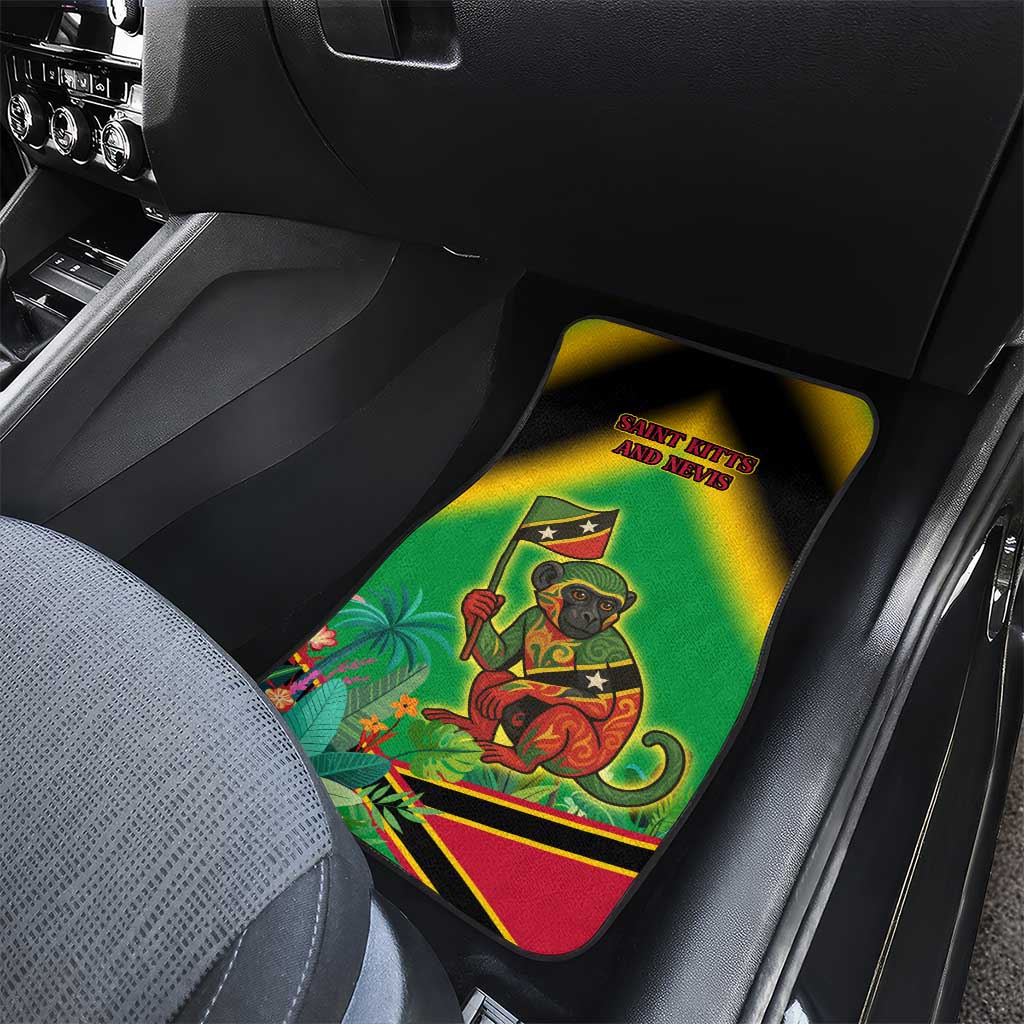 Saint Kitts and Nevis Car Mats with Coat of Arms and Flag Pattern Design - Wonder Print Shop