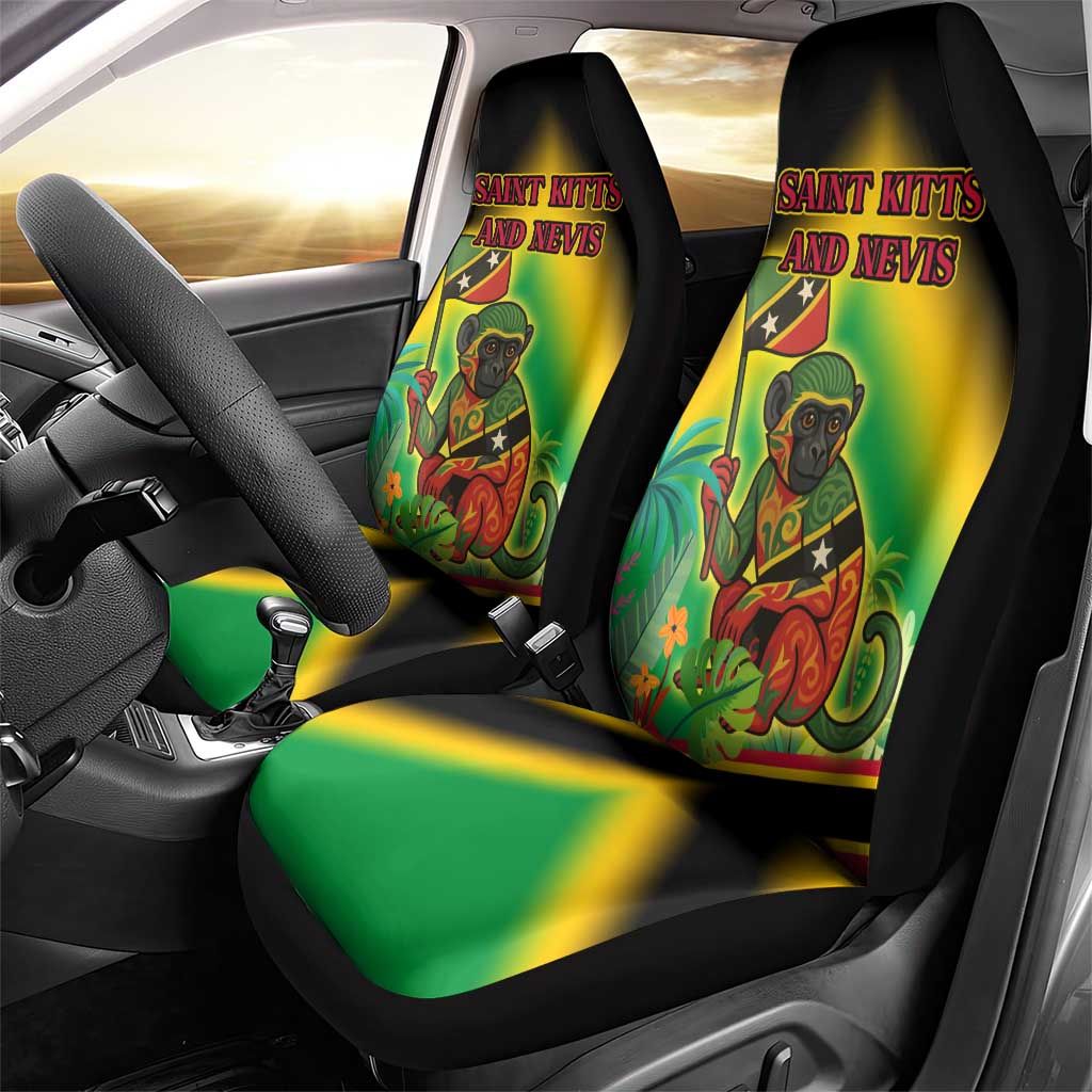 Saint Kitts and Nevis Car Seat Cover with Coat of Arms and Flag Pattern Design - Wonder Print Shop