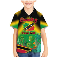 Saint Kitts and Nevis Family Matching Mermaid Dress and Hawaiian Shirt with Coat of Arms and Flag Pattern Design - Wonder Print Shop