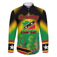 Saint Kitts and Nevis Family Matching Off Shoulder Short Dress and Hawaiian Shirt with Coat of Arms and Flag Pattern Design - Wonder Print Shop