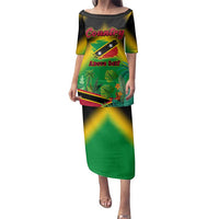 Saint Kitts and Nevis Family Matching Puletasi and Hawaiian Shirt with Coat of Arms and Flag Pattern Design - Wonder Print Shop
