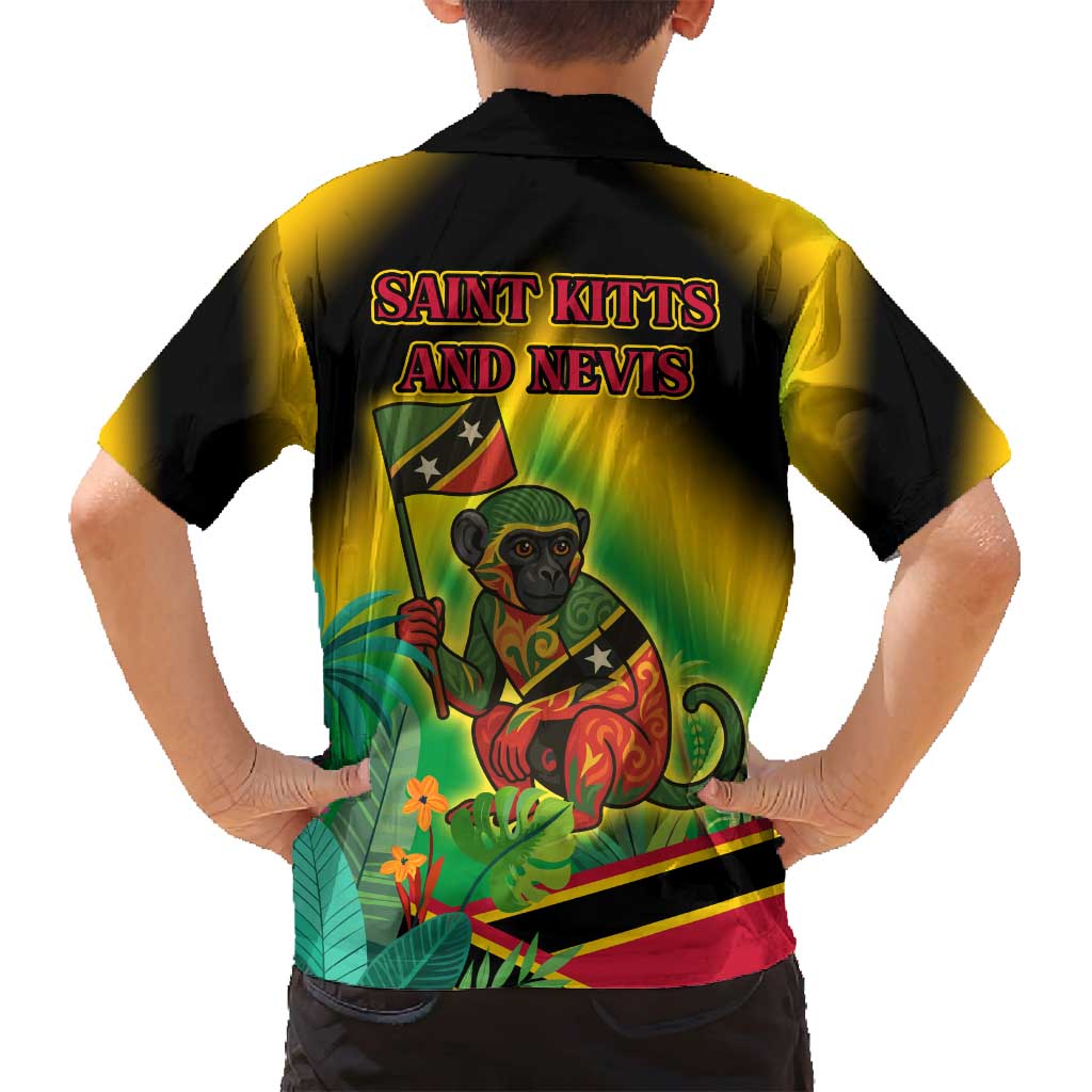 Saint Kitts and Nevis Family Matching Tank Maxi Dress and Hawaiian Shirt with Coat of Arms and Flag Pattern Design - Wonder Print Shop