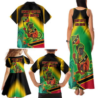 Saint Kitts and Nevis Family Matching Tank Maxi Dress and Hawaiian Shirt with Coat of Arms and Flag Pattern Design - Wonder Print Shop