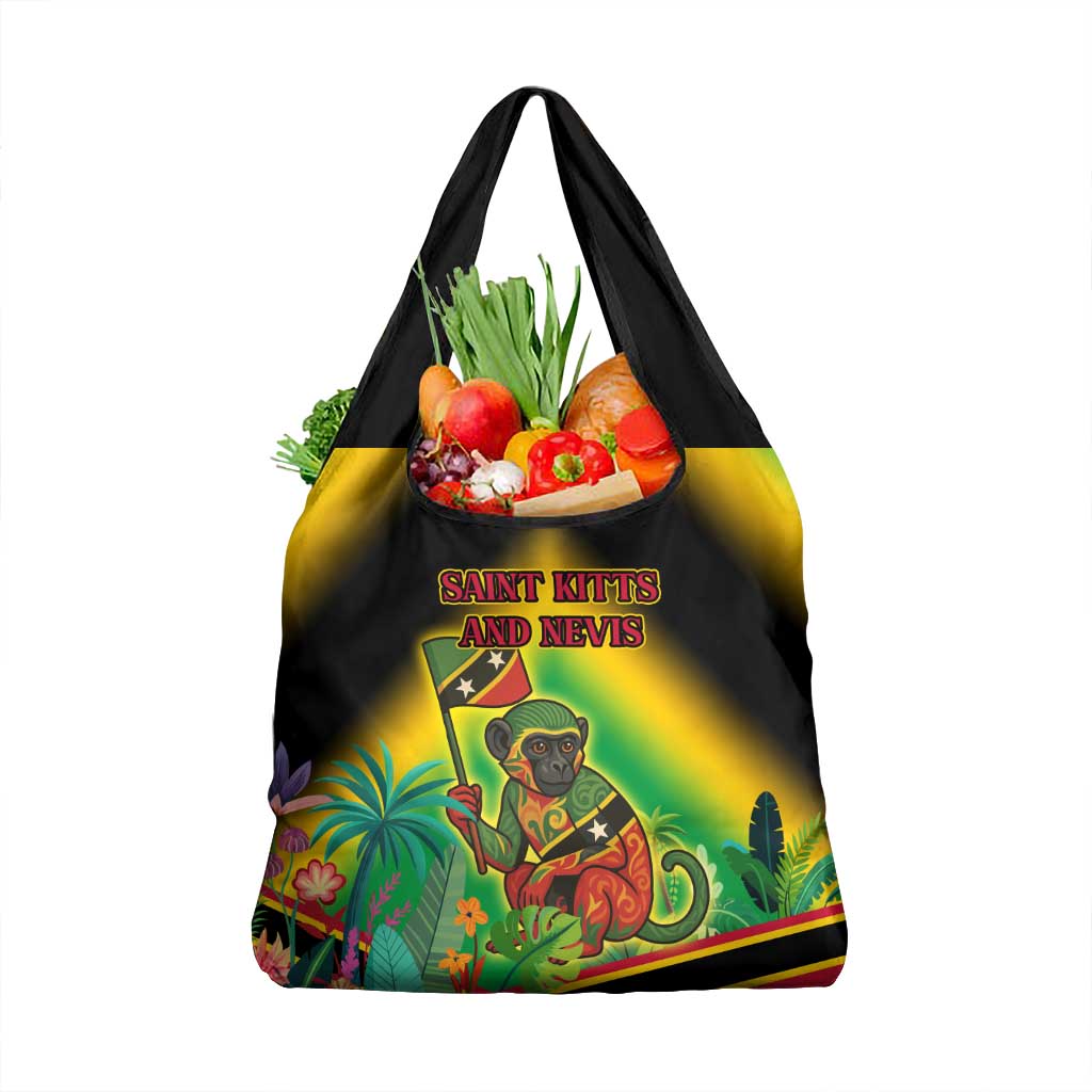 Saint Kitts and Nevis Grocery Bag with Coat of Arms and Flag Pattern Design - Wonder Print Shop