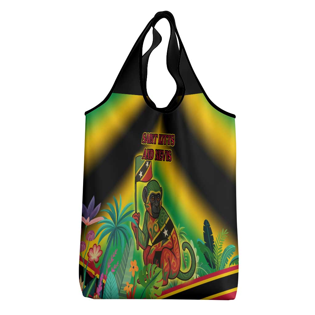 Saint Kitts and Nevis Grocery Bag with Coat of Arms and Flag Pattern Design - Wonder Print Shop