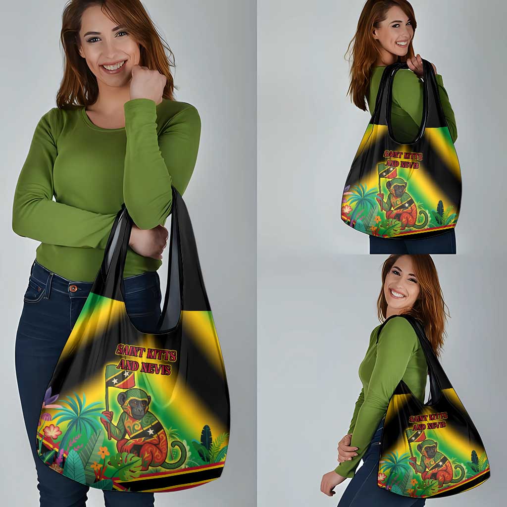 Saint Kitts and Nevis Grocery Bag with Coat of Arms and Flag Pattern Design - Wonder Print Shop