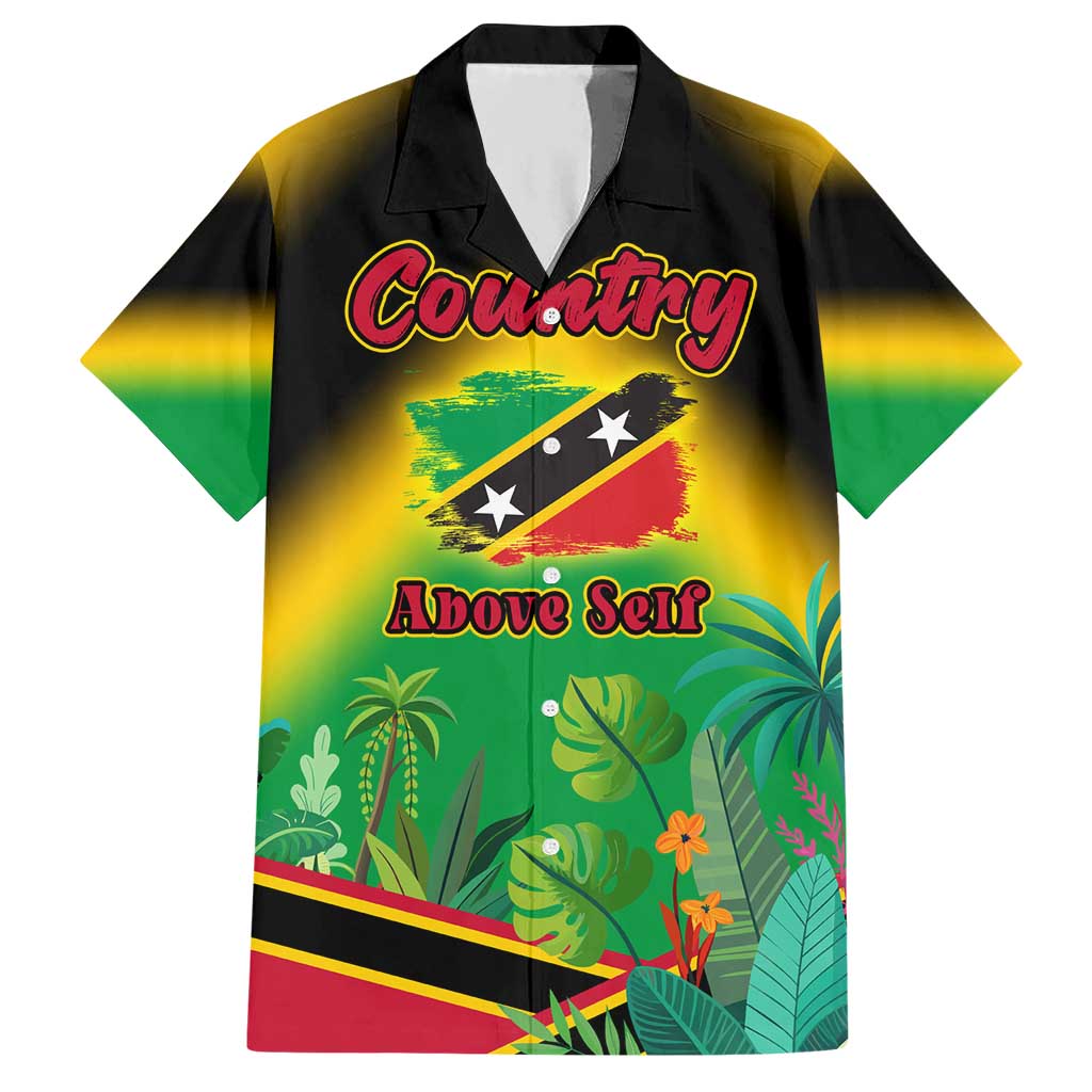 Saint Kitts and Nevis Hawaiian Shirt with Coat of Arms and Flag Pattern Design - Wonder Print Shop