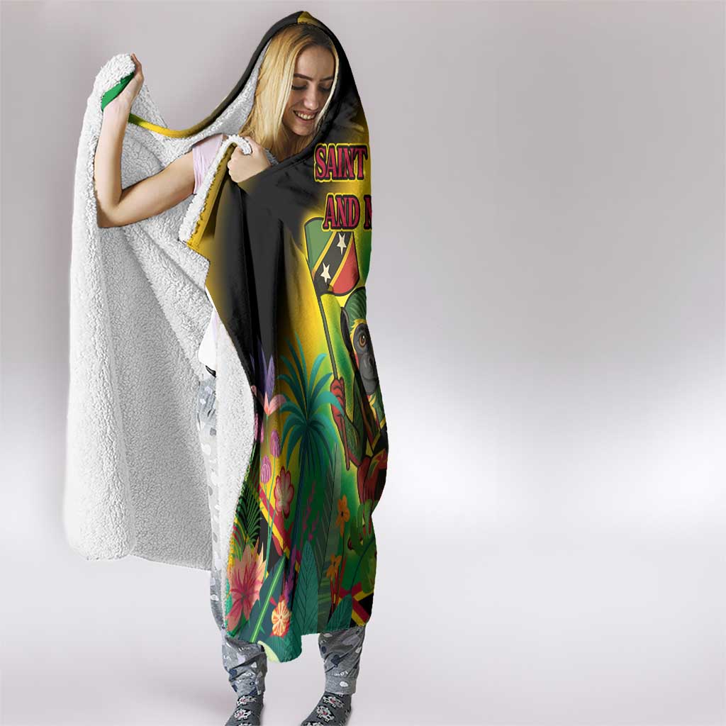 Saint Kitts and Nevis Hooded Blanket with Coat of Arms and Flag Pattern Design - Wonder Print Shop