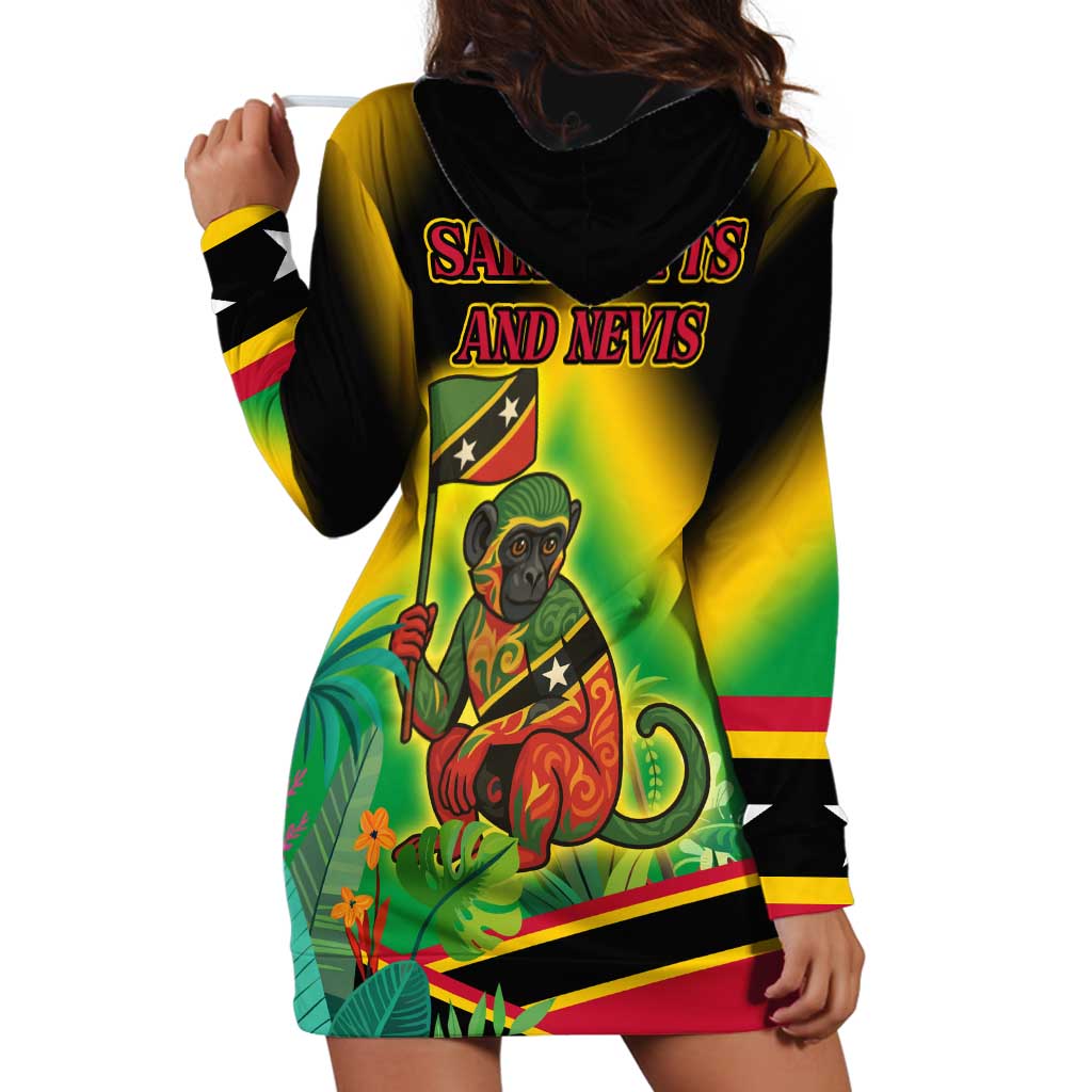 Saint Kitts and Nevis Hoodie Dress with Coat of Arms and Flag Pattern Design - Wonder Print Shop