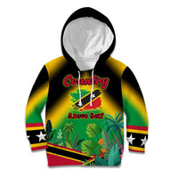 Saint Kitts and Nevis Kid Hoodie with Coat of Arms and Flag Pattern Design - Wonder Print Shop