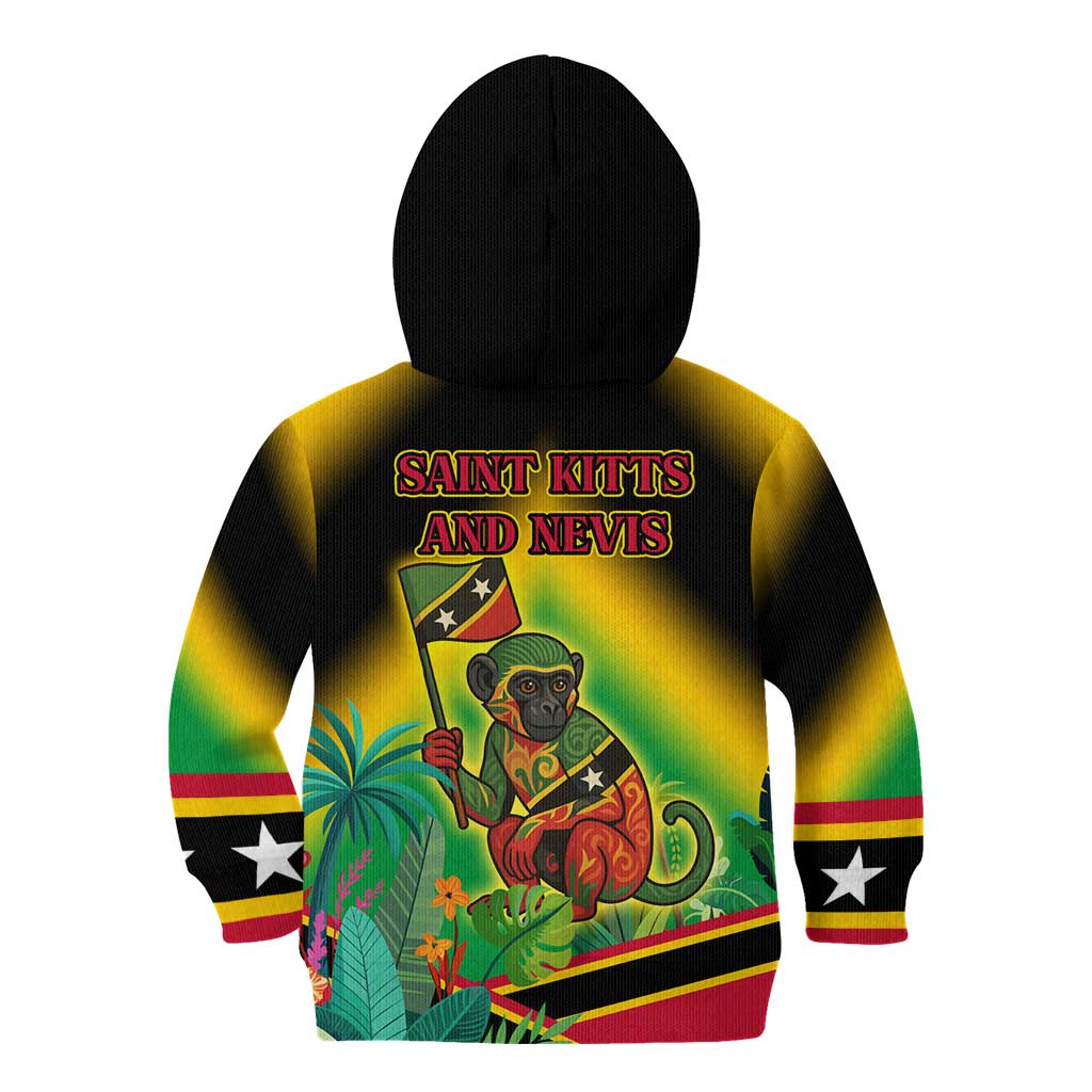 Saint Kitts and Nevis Kid Hoodie with Coat of Arms and Flag Pattern Design - Wonder Print Shop