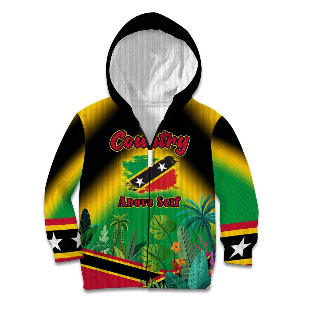 Saint Kitts and Nevis Kid Hoodie with Coat of Arms and Flag Pattern Design - Wonder Print Shop