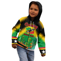 Saint Kitts and Nevis Kid Hoodie with Coat of Arms and Flag Pattern Design - Wonder Print Shop