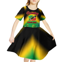Saint Kitts and Nevis Kid Short Sleeve Dress with Coat of Arms and Flag Pattern Design - Wonder Print Shop