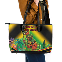Saint Kitts and Nevis Leather Tote Bag with Coat of Arms and Flag Pattern Design - Wonder Print Shop