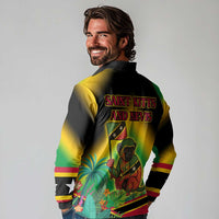 Saint Kitts and Nevis Long Sleeve Polo Shirt with Coat of Arms and Flag Pattern Design - Wonder Print Shop