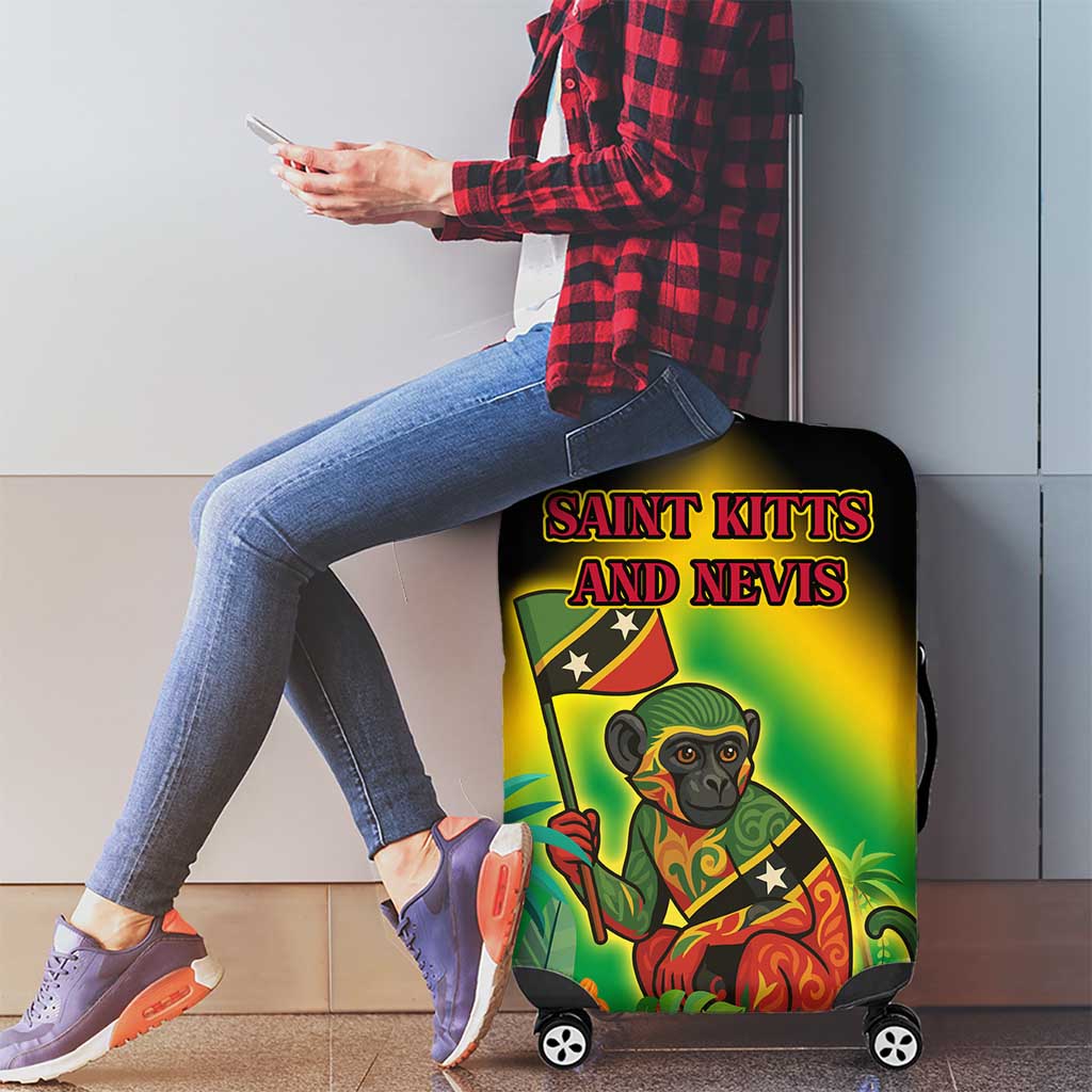Saint Kitts and Nevis Luggage Cover with Coat of Arms and Flag Pattern Design - Wonder Print Shop