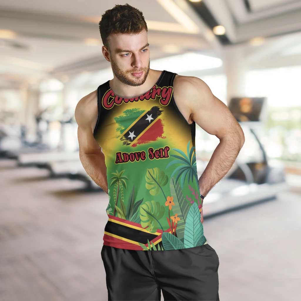 Saint Kitts and Nevis Men Tank Top with Coat of Arms and Flag Pattern Design - Wonder Print Shop