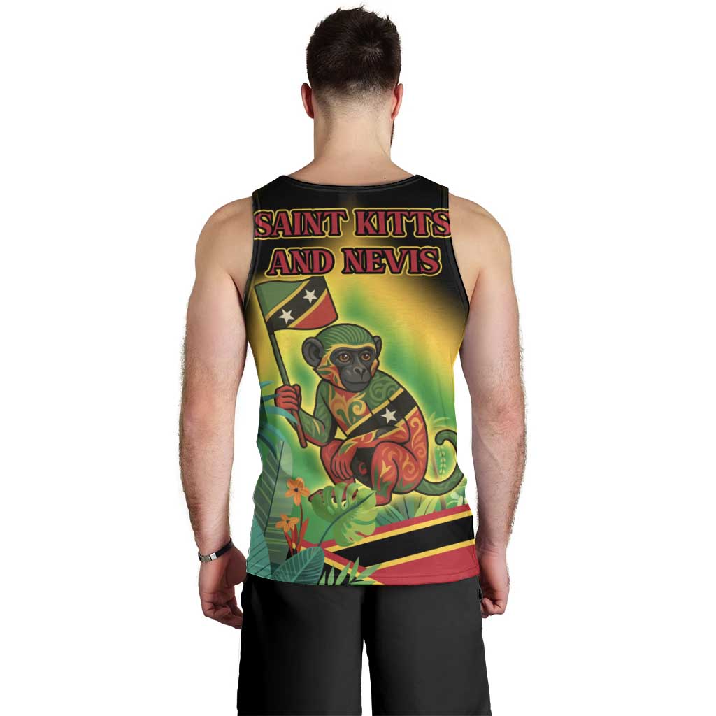 Saint Kitts and Nevis Men Tank Top with Coat of Arms and Flag Pattern Design - Wonder Print Shop