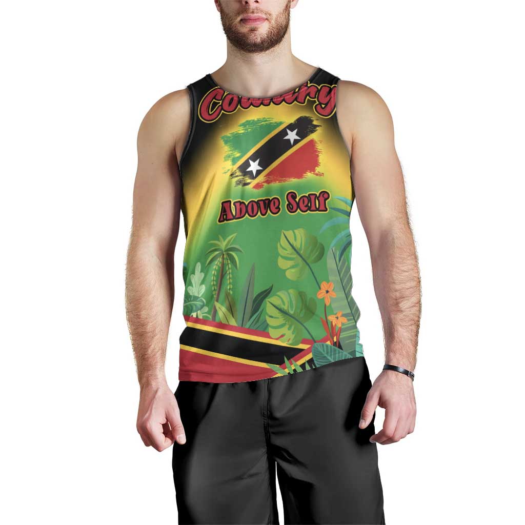 Saint Kitts and Nevis Men Tank Top with Coat of Arms and Flag Pattern Design - Wonder Print Shop