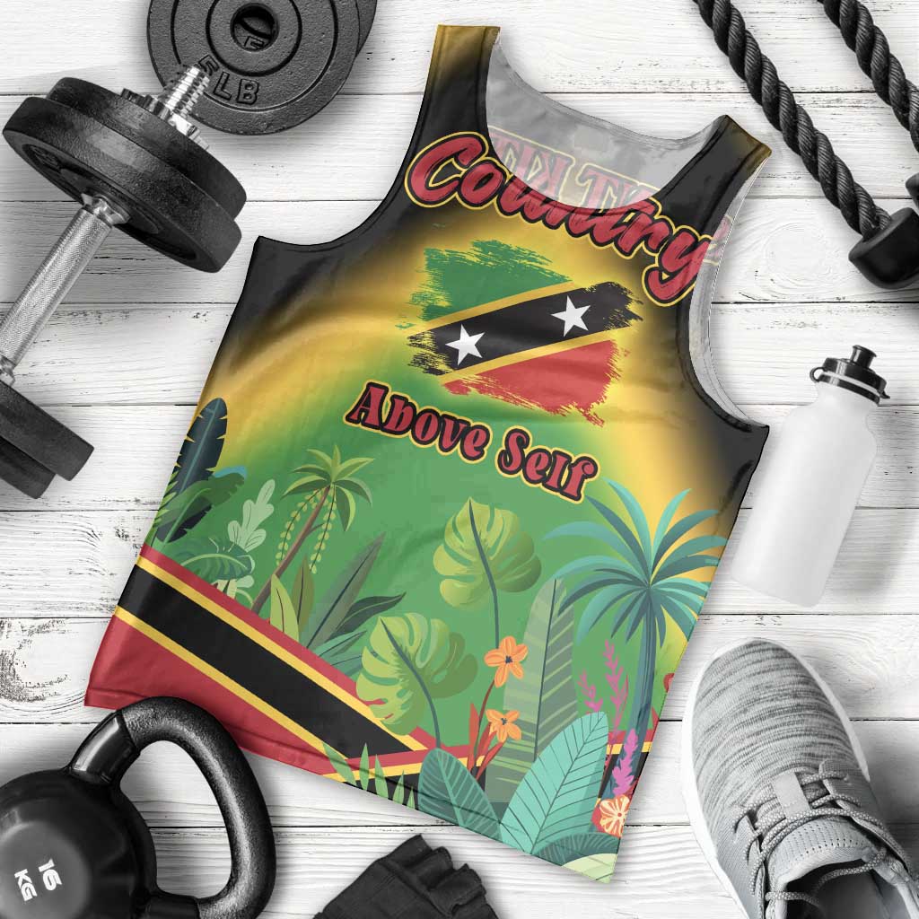 Saint Kitts and Nevis Men Tank Top with Coat of Arms and Flag Pattern Design - Wonder Print Shop