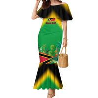 Saint Kitts and Nevis Mermaid Dress with Coat of Arms and Flag Pattern Design - Wonder Print Shop