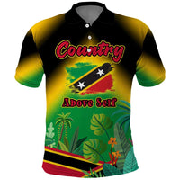 Saint Kitts and Nevis Polo Shirt with Coat of Arms and Flag Pattern Design - Wonder Print Shop