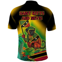 Saint Kitts and Nevis Polo Shirt with Coat of Arms and Flag Pattern Design - Wonder Print Shop